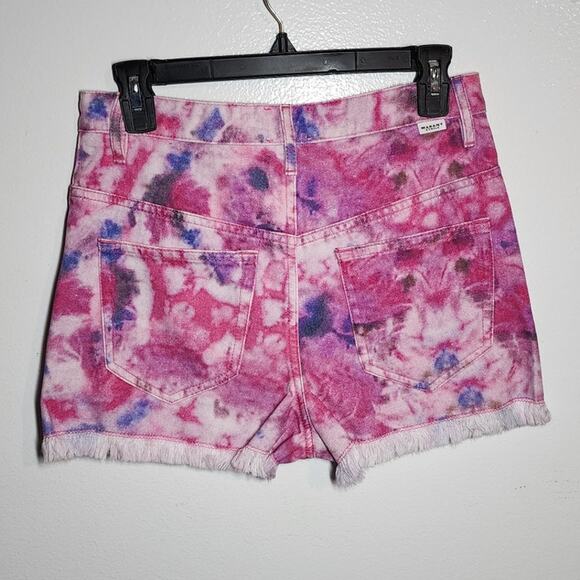 Isabel Marant Etoile Lesia Printed Cotton Shorts In Mulberry Denim Jean Tie Dye - Picture 4 of 12